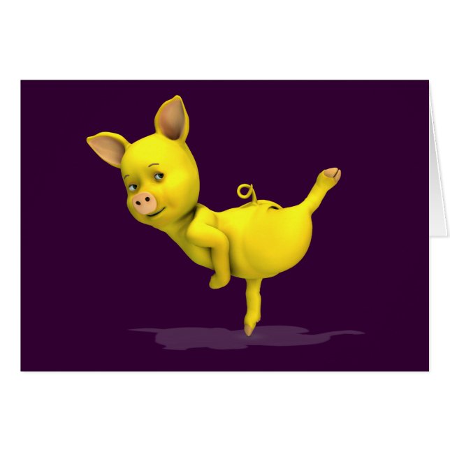 Yellow Dancing Pigs Cards (Front Horizontal)