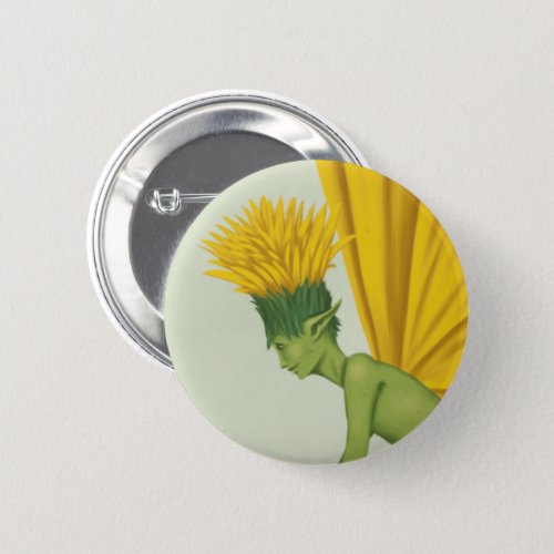 Yellow Dandalion Fairy Badge Button