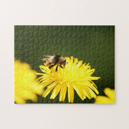 Yellow Dandelion Bumblebee Jigsaw Puzzle