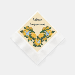 Yellow Dandelion Butterflies Welcome to New Home Napkins