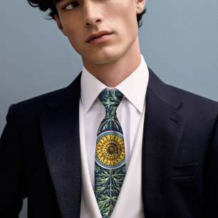 Yellow Dandelion Dream: Victorian Era Floral Men's Neck Tie