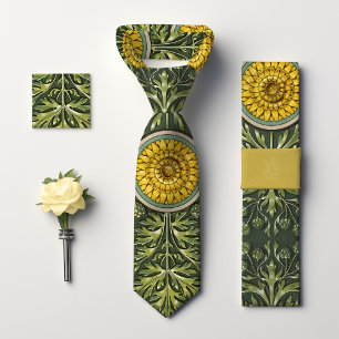 Yellow Dandelion Dream: Victorian Era Floral Men's Neck Tie