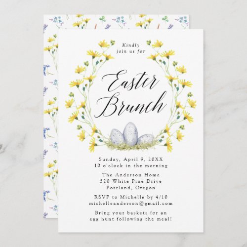 Yellow Dandelion Easter Brunch Invitation