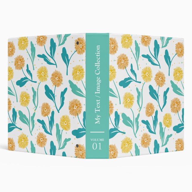 Yellow Dandelion Floral Pattern - Nature-Inspired  3 Ring Binder (Background)