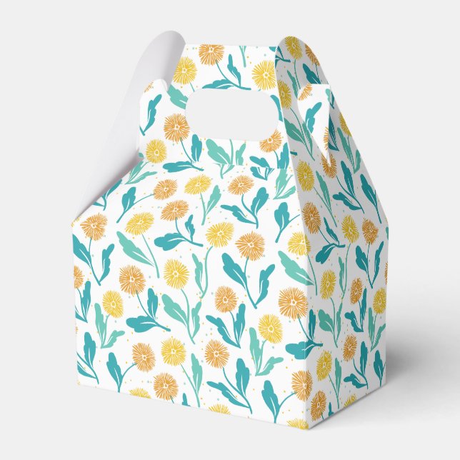 Yellow Dandelion Floral Pattern - Nature-Inspired  Favor Boxes (Front Side)