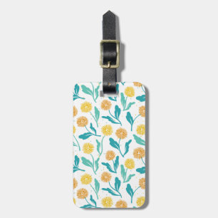 Yellow Dandelion Floral Pattern - Nature-Inspired Luggage Tag