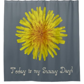 Yellow Dandelion Flower Any Text On Any Color Shower Curtain by KreaturFlora at Zazzle