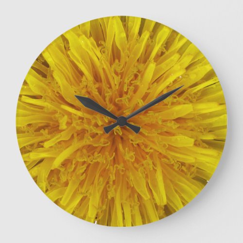 Yellow Dandelion Flower No Digits Large Clock