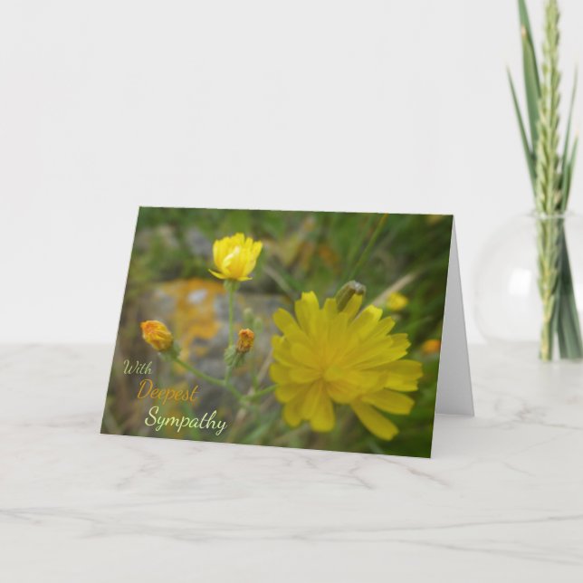 Yellow Dandelion Flowers Serene Sympathy Card (Front)