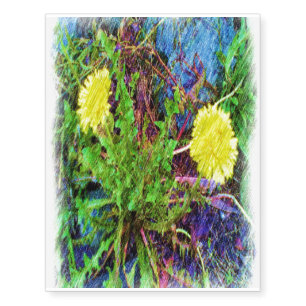 yellow dandelion temporary tattoos