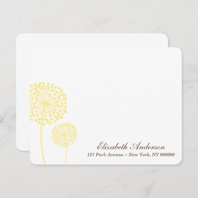 Yellow Dandelions Flat Note Cards (Front/Back)