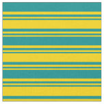 [ Thumbnail: Yellow & Dark Cyan Colored Pattern Fabric ]