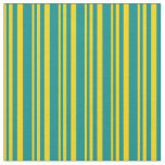 [ Thumbnail: Yellow & Dark Cyan Stripes/Lines Pattern Fabric ]