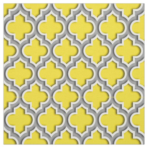 Yellow Dark Gray Moroccan Quatrefoil 5DS Fabric