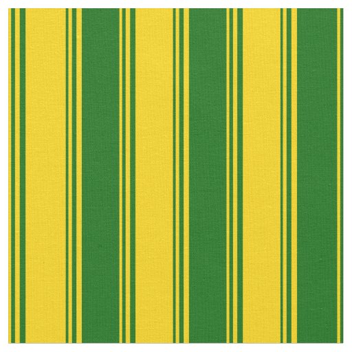 Yellow & Dark Green Colored Stripes/Lines Pattern Fabric
