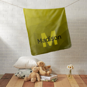 Yellow dark ombre geometric mesh pattern Monogram Baby Blanket