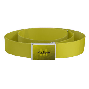 Yellow dark ombre geometric mesh pattern Monogram Belt