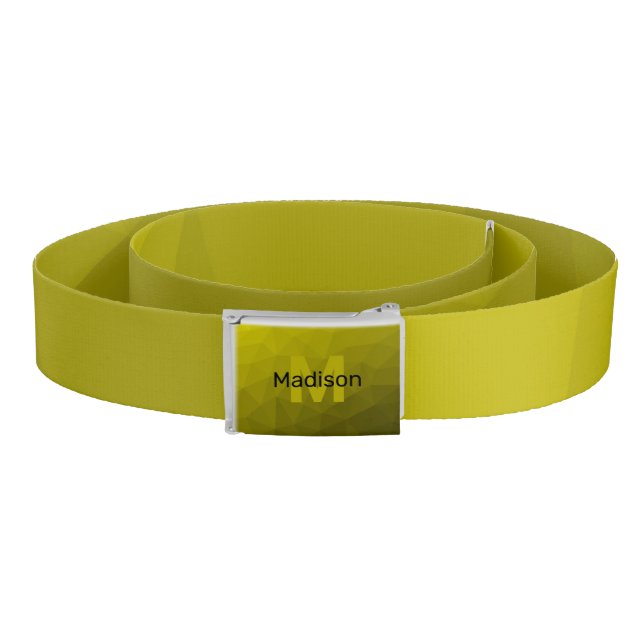 Yellow dark ombre geometric mesh pattern Monogram Belt (Coil)