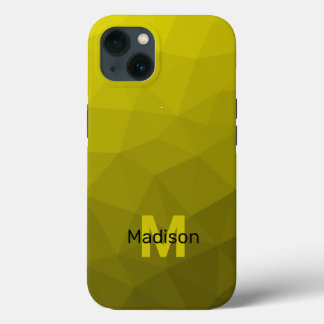 Yellow dark ombre geometric mesh pattern Monogram iPhone 13 Case
