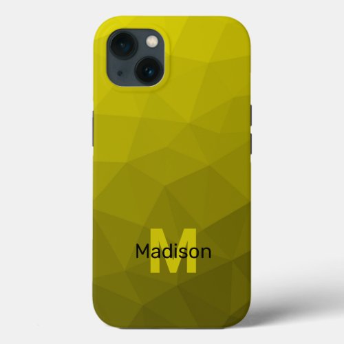 Yellow dark ombre geometric mesh pattern Monogram iPhone 13 Case