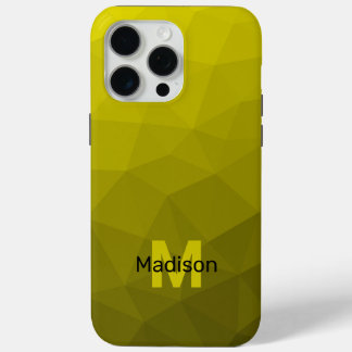 Yellow dark ombre geometric mesh pattern Monogram iPhone 15 Pro Max Case
