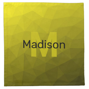 Yellow dark ombre geometric mesh pattern Monogram Cloth Napkin