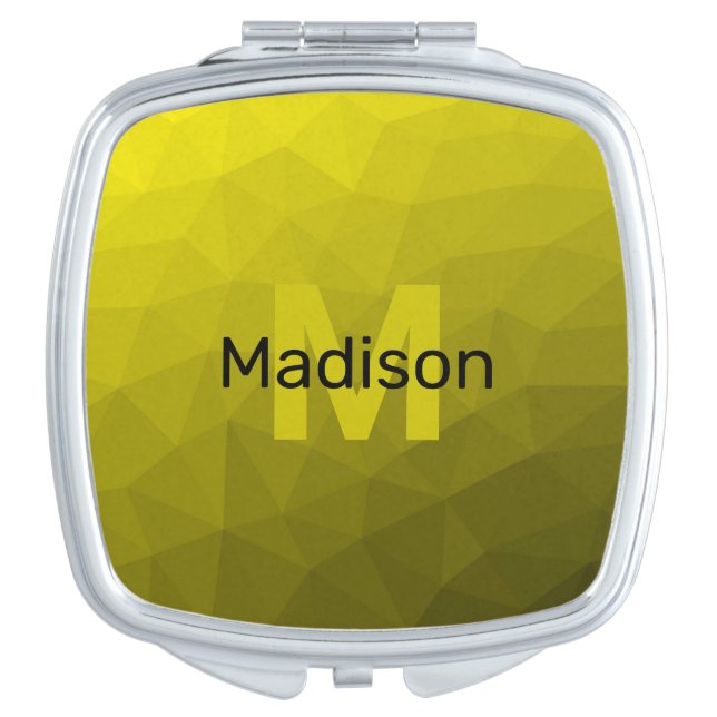 Yellow dark ombre geometric mesh pattern Monogram Compact Mirror (Front)