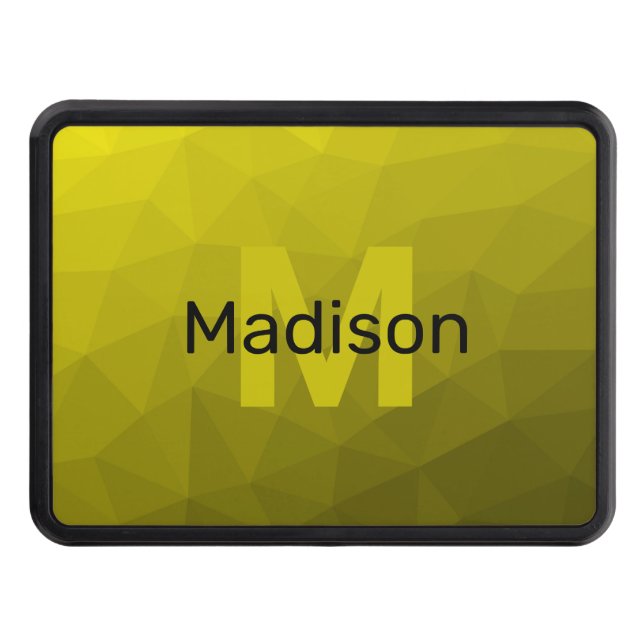 Yellow dark ombre geometric mesh pattern Monogram Hitch Cover (Front)