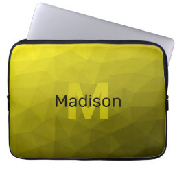 Yellow dark ombre geometric mesh pattern Monogram Laptop Sleeve