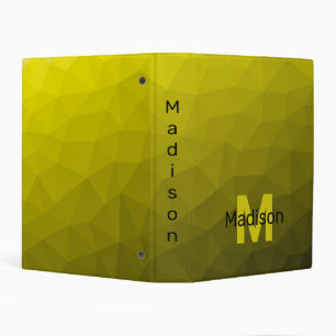 Yellow dark ombre geometric mesh pattern Monogram Mini Binder