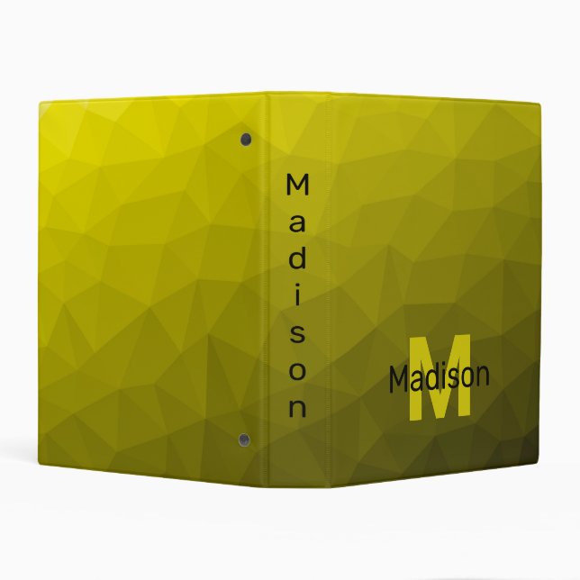 Yellow dark ombre geometric mesh pattern Monogram Mini Binder (Background)