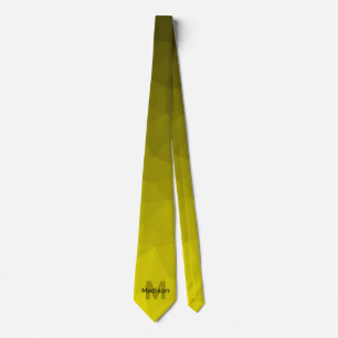 Yellow dark ombre geometric mesh pattern Monogram Neck Tie