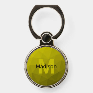 Yellow dark ombre geometric mesh pattern Monogram Phone Ring Stand