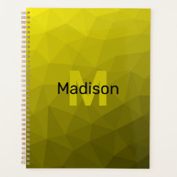 Yellow dark ombre geometric mesh pattern Monogram Planner