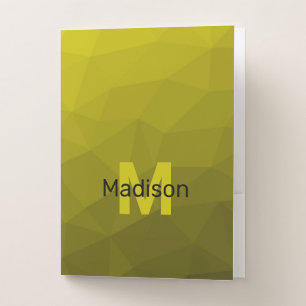 Yellow dark ombre geometric mesh pattern Monogram Pocket Folder