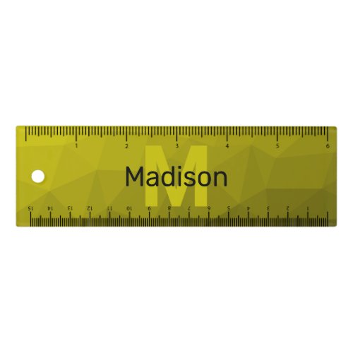 Yellow dark ombre geometric mesh pattern Monogram Ruler