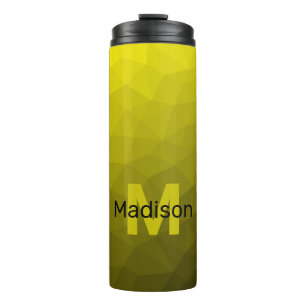 Yellow dark ombre geometric mesh pattern Monogram Thermal Tumbler
