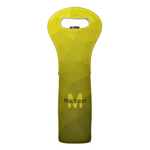Yellow dark ombre geometric mesh pattern Monogram Wine Bag