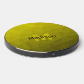 Yellow dark ombre geometric mesh pattern Monogram Wireless Charger (Front 2)