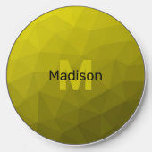Yellow dark ombre geometric mesh pattern Monogram Wireless Charger (Front)