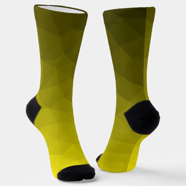 Yellow dark ombre geometric mesh pattern socks (Angled)