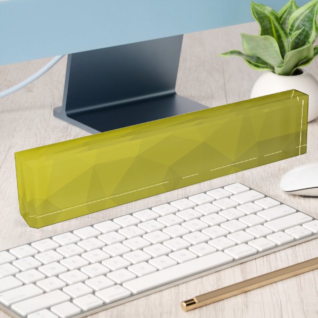 Yellow dark ombre gradient geometric mesh pattern desk name plate