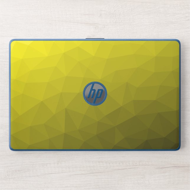 Yellow dark ombre gradient geometric mesh pattern HP laptop skin (Front)
