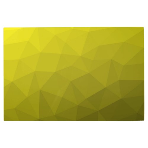 Yellow dark ombre gradient geometric mesh pattern metal print