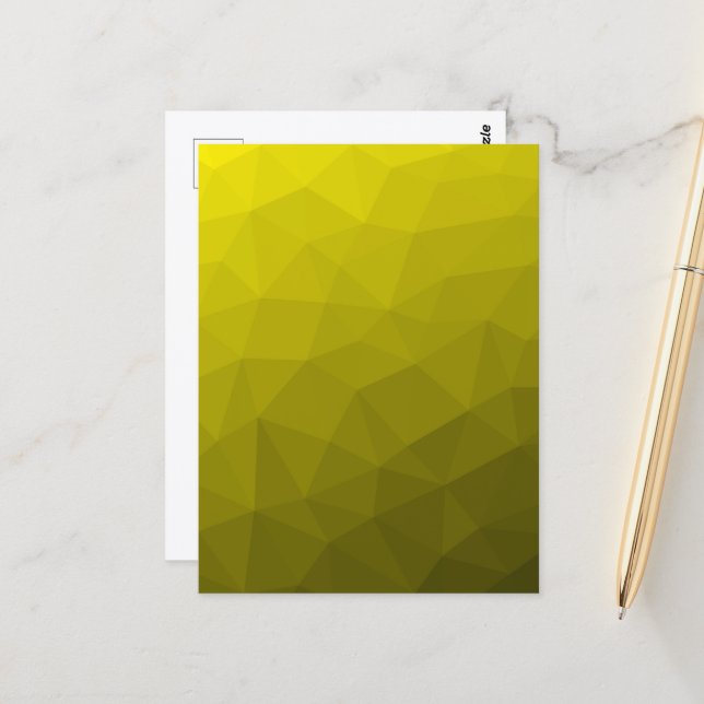 Yellow dark ombre gradient geometric mesh pattern postcard (Front/Back In Situ)