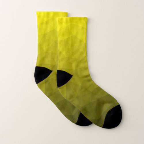 Yellow dark ombre gradient geometric mesh pattern socks