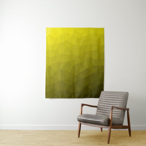 Yellow dark ombre gradient geometric mesh pattern tapestry