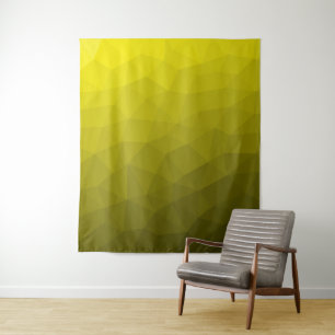 Yellow dark ombre gradient geometric mesh pattern tapestry