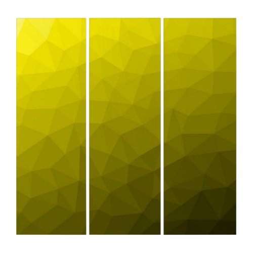 Yellow dark ombre gradient geometric mesh pattern triptych