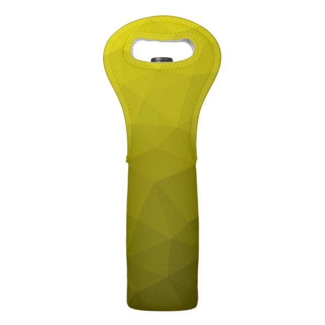 Yellow dark ombre gradient geometric mesh pattern wine bag (Front)